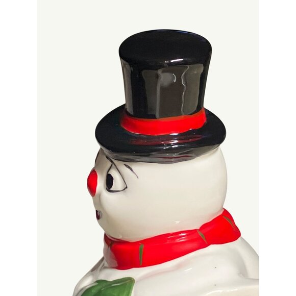 Vintage Christmas Snowman Ceramic Candy Dish Bowl  Planter Trinket Holder - Picture 10 of 13